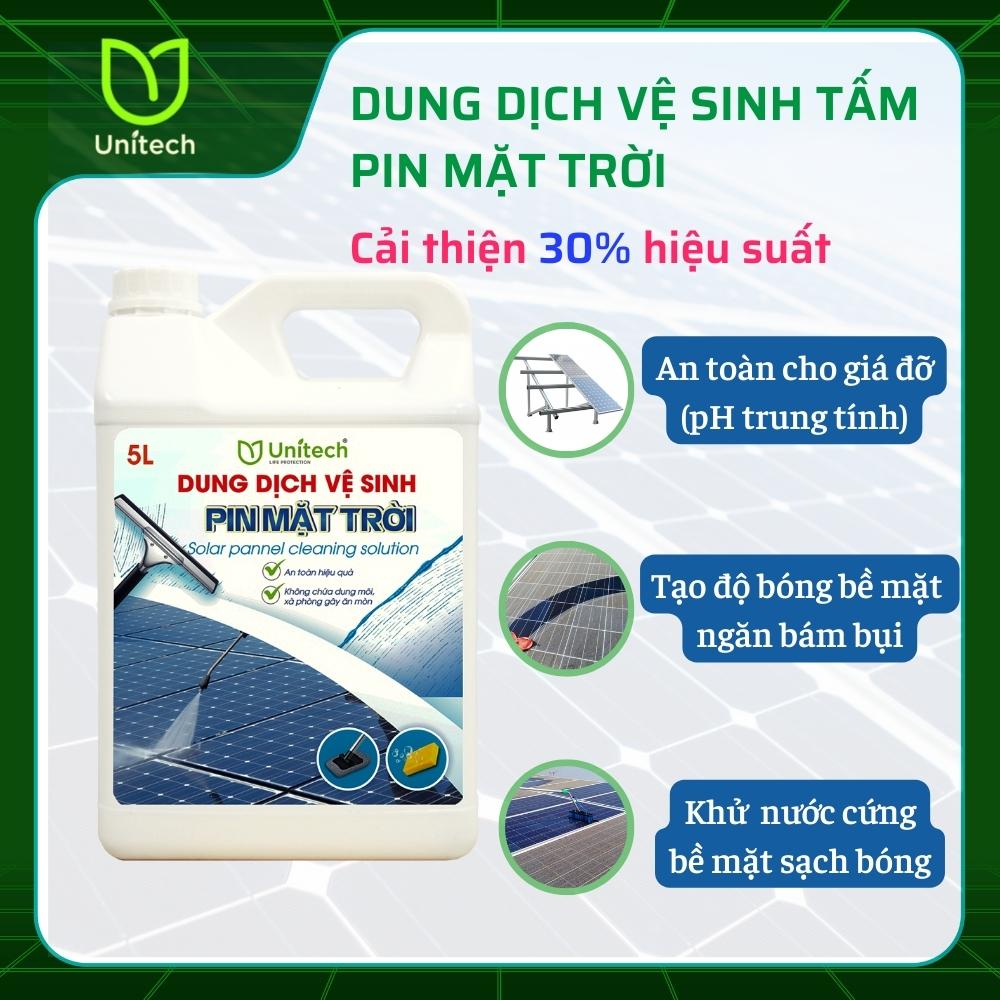 DUNG DỊCH VỆ SINH TẤM PIN UNITECH | HÓA CHẤT TẨY RỬA PIN MẶT TRỜI 5 LÍT | ĐƯỢC TIN DÙNG AN TOÀN CHO HỆ THỐNG GIÁ ĐỠ