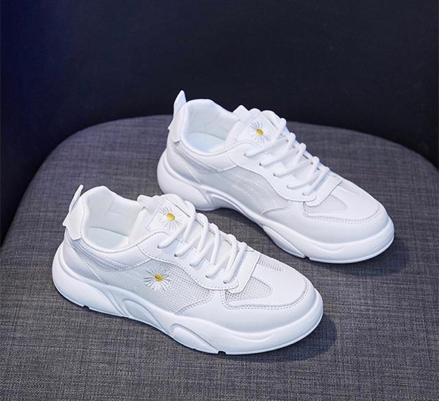 Giày thể thao sneakers nữ hoa cúc phối lưới thoáng khí tăng chiều cao