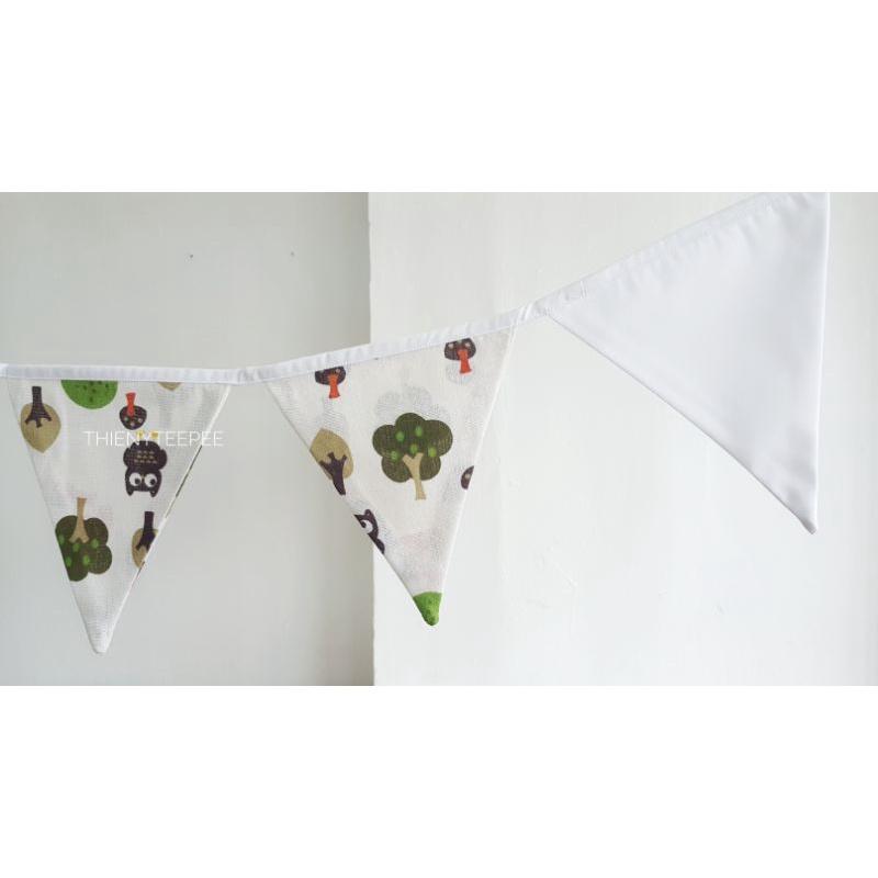 Dây cờ tam giác vải hình chim cú, xịn may đẹp, dài 2,2m, trang trí Decor Sinh nhật