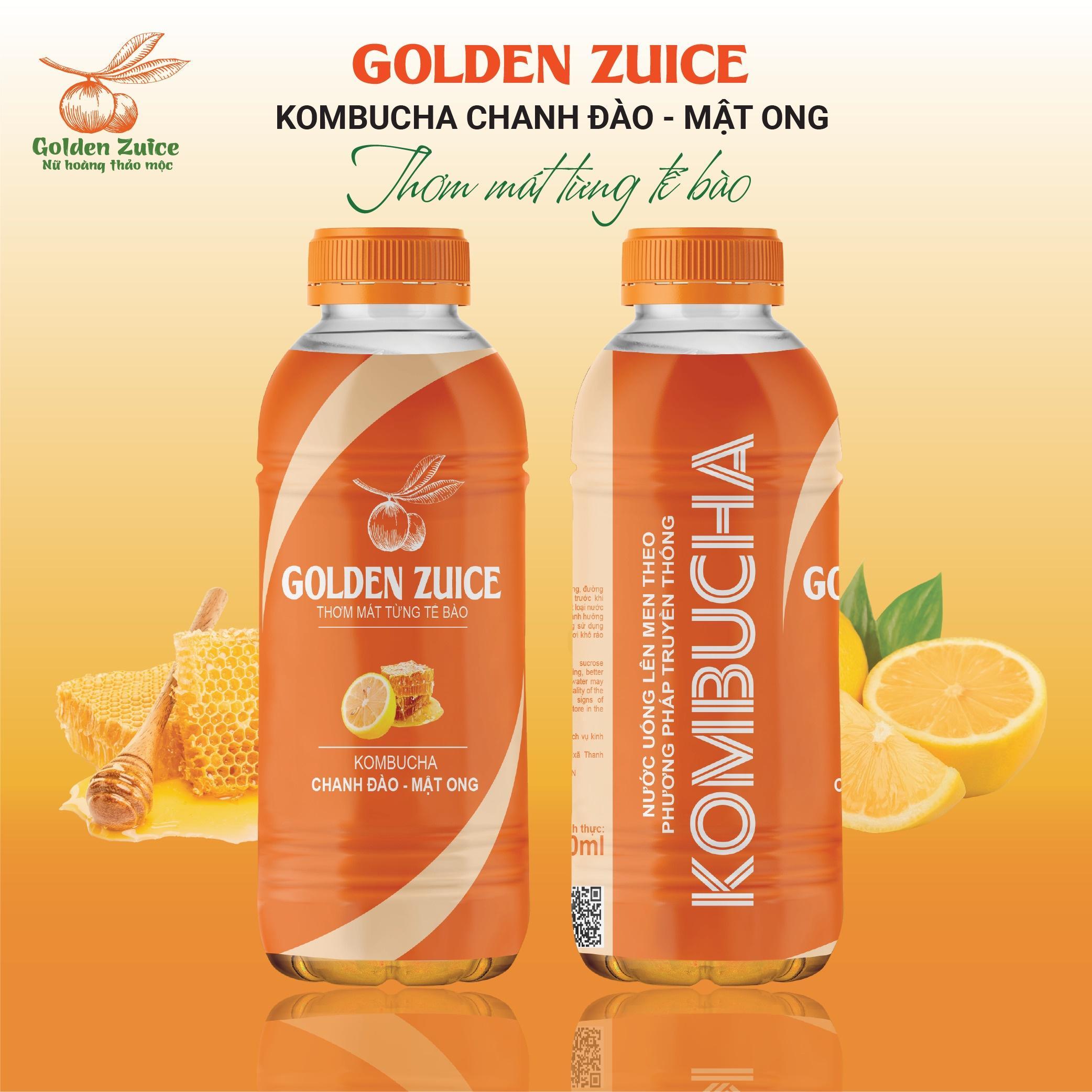 Nước trái cây lên men Kombucha Golden Zuice Chanh đào Mật ong