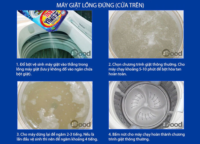 Túi Bột Làm Sạch Vệ Sinh Lồng Máy Giặt 450G Cho Máy Giặt Cửa Trên, Cửa Dưới