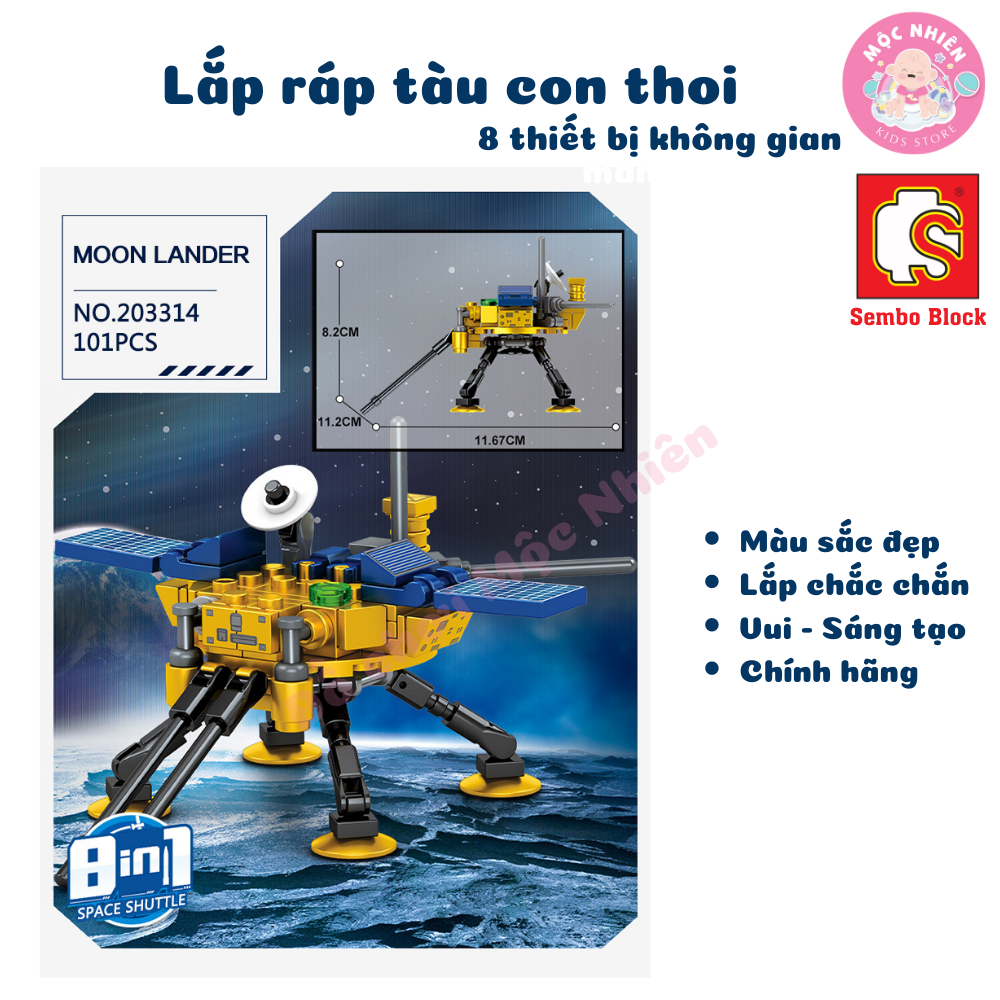 Đồ chơi lắp ráp xếp hình tàu con thoi Space Shuttle 8 trong 1 SEMBO BLOCK 203311 - 203318 (836 mảnh ghép)