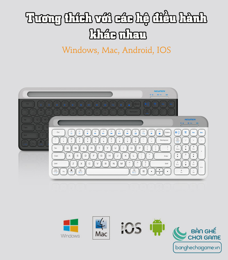 Bàn phím không dây Newmen K10 Dual Mode Bluetooth/ Wireless - Hàng chính hãng