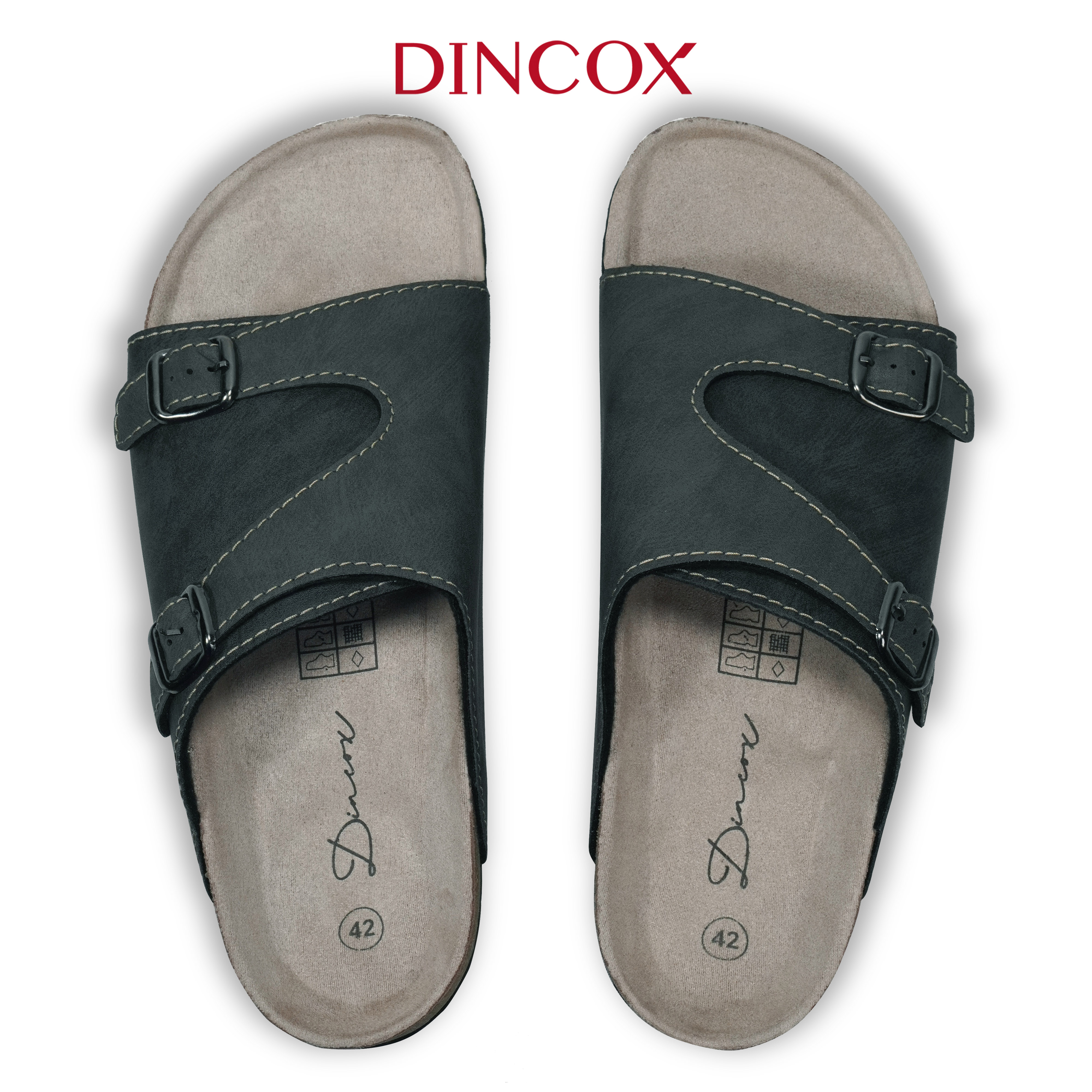 Dép Đế Trấu Quai Chéo 2 Khóa Nam Charcoal DC06 Thời Trang Dincox