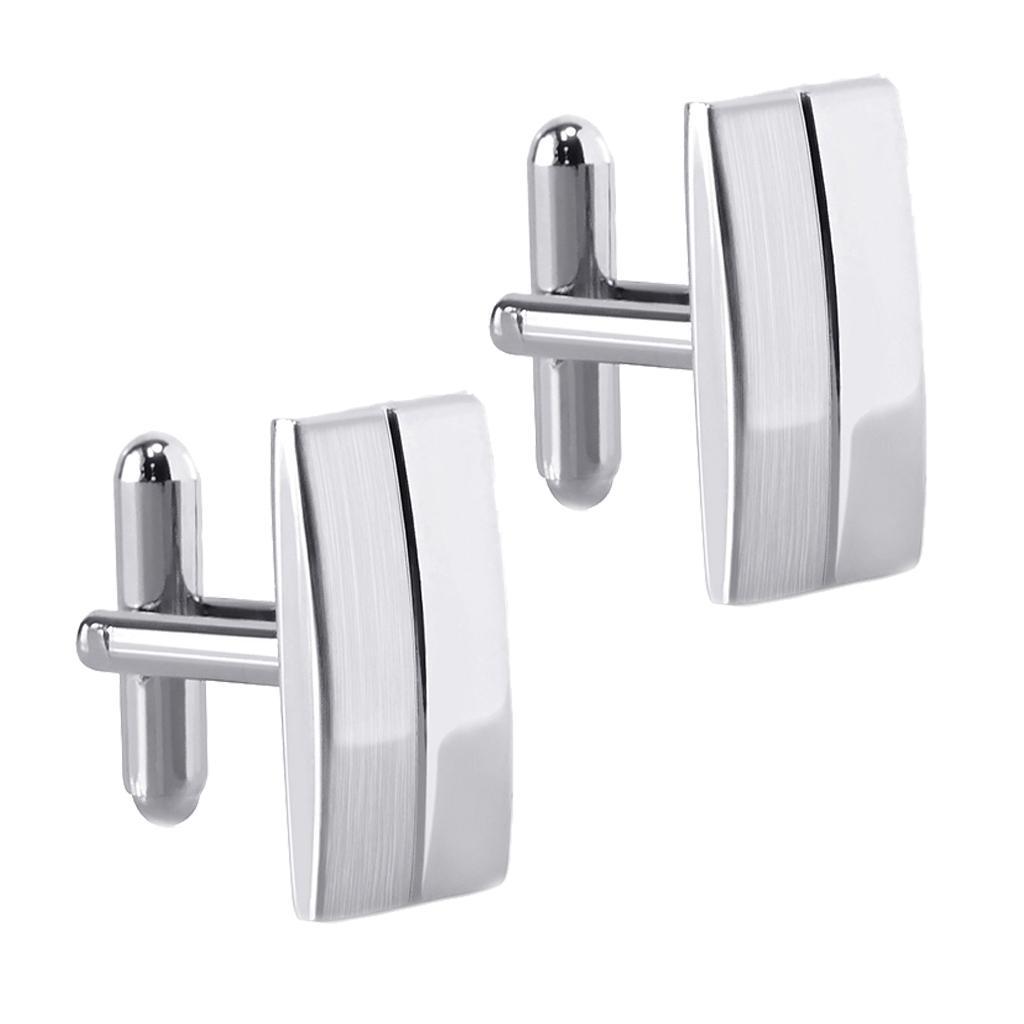 2-6pack Rectangle Brass Brushed Silver Cufflink Mens Formal Business Wedding