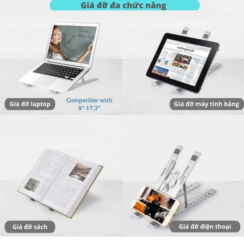 Giá đỡ đọc sách, Đế tản nhiệt ipad - máy tính bảng Selfiecom hỗ trợ làm việc giúp cải thiện vấn đề cột sống - Hàng chính hãng