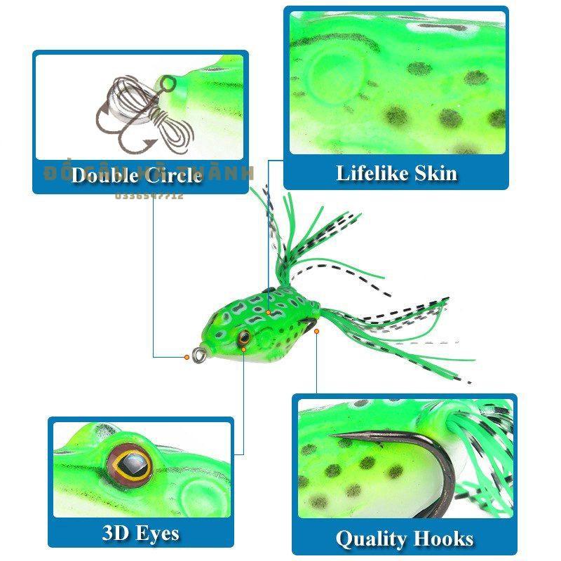 Mồi ếch câu cá giả, mồi câu ếch mềm 60mm 14g