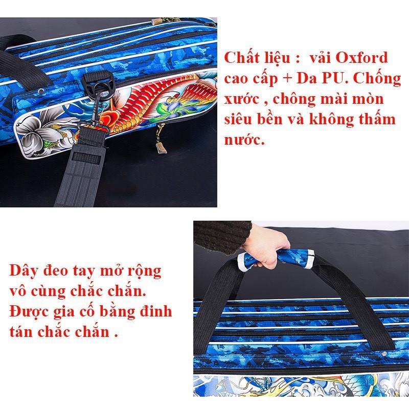 Bao Đựng Cần Câu Cá Chép Hóa Rồng 1m25 Nhiều Ngăn Dung Tích Lớn Có Giá Đỡ Cao Cấp