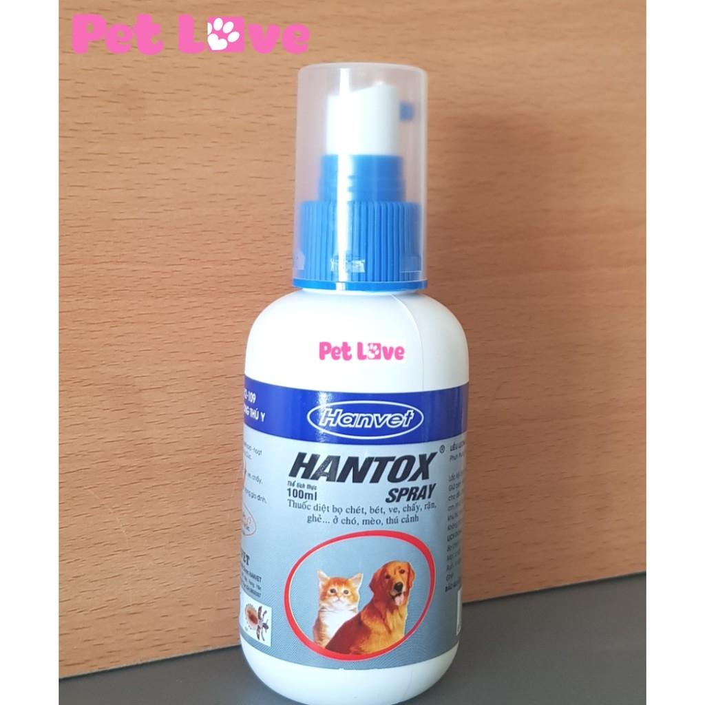 Hantox Spray diệt ve rận, bọ chét trên chó mèo (chai 100ml)