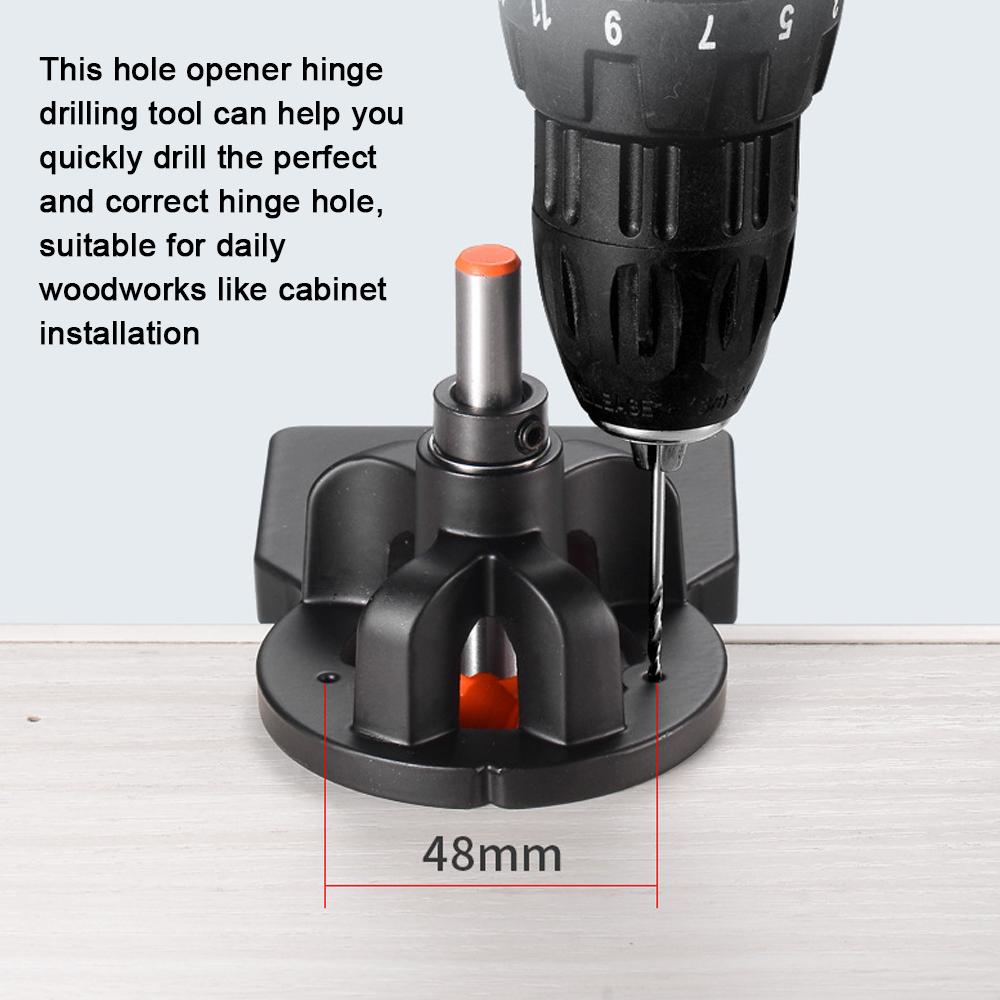 35mm Carpenter Woodworking Hole Opener Hinge Drilling Opener Aluminium Alloy Hole Puncher Hinge Drilling Installation Accessory Tool 15-25mm Clamping Thickness