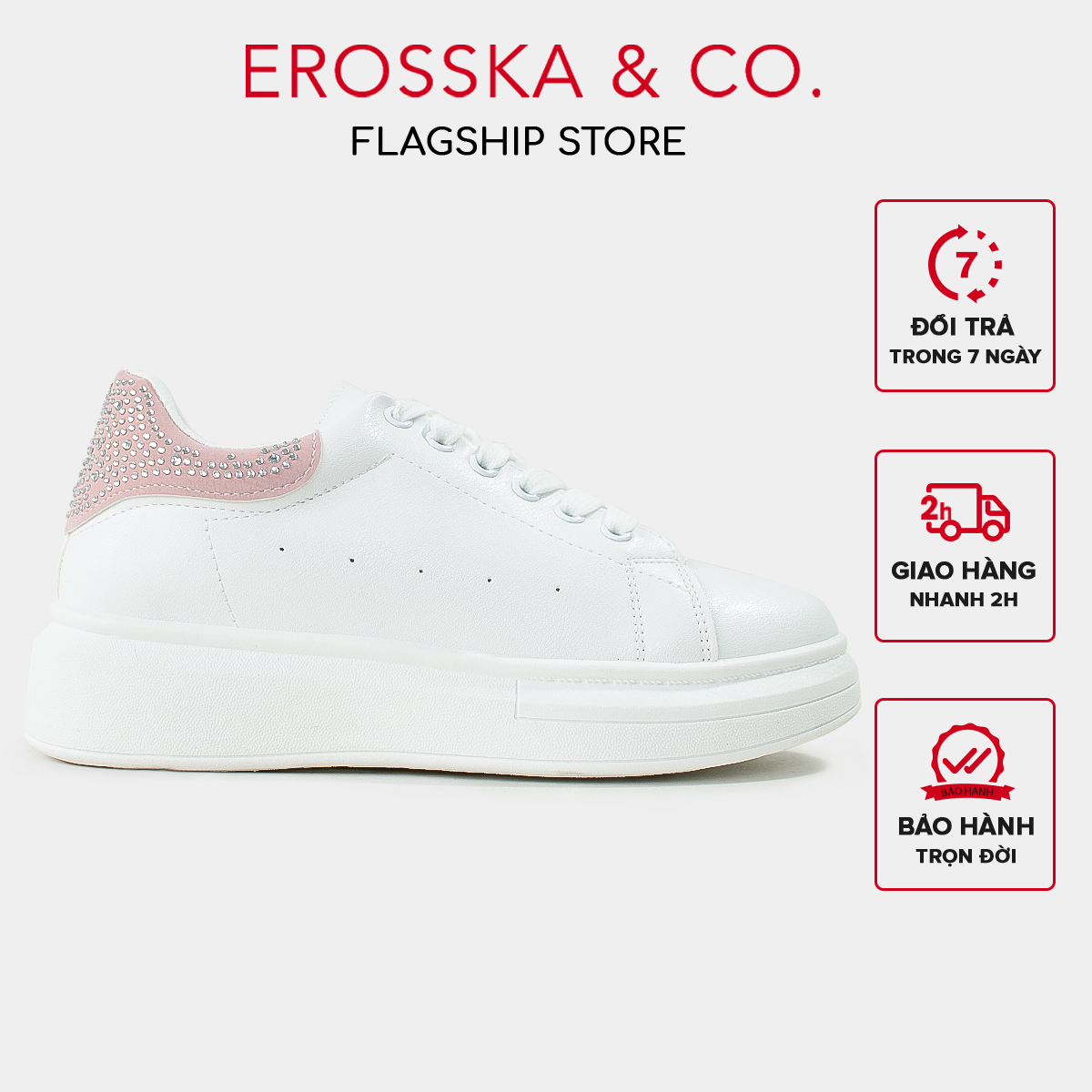 Erosska - Giày sneaker nữ đi học kiểu dáng basic trẻ trung  - GS008