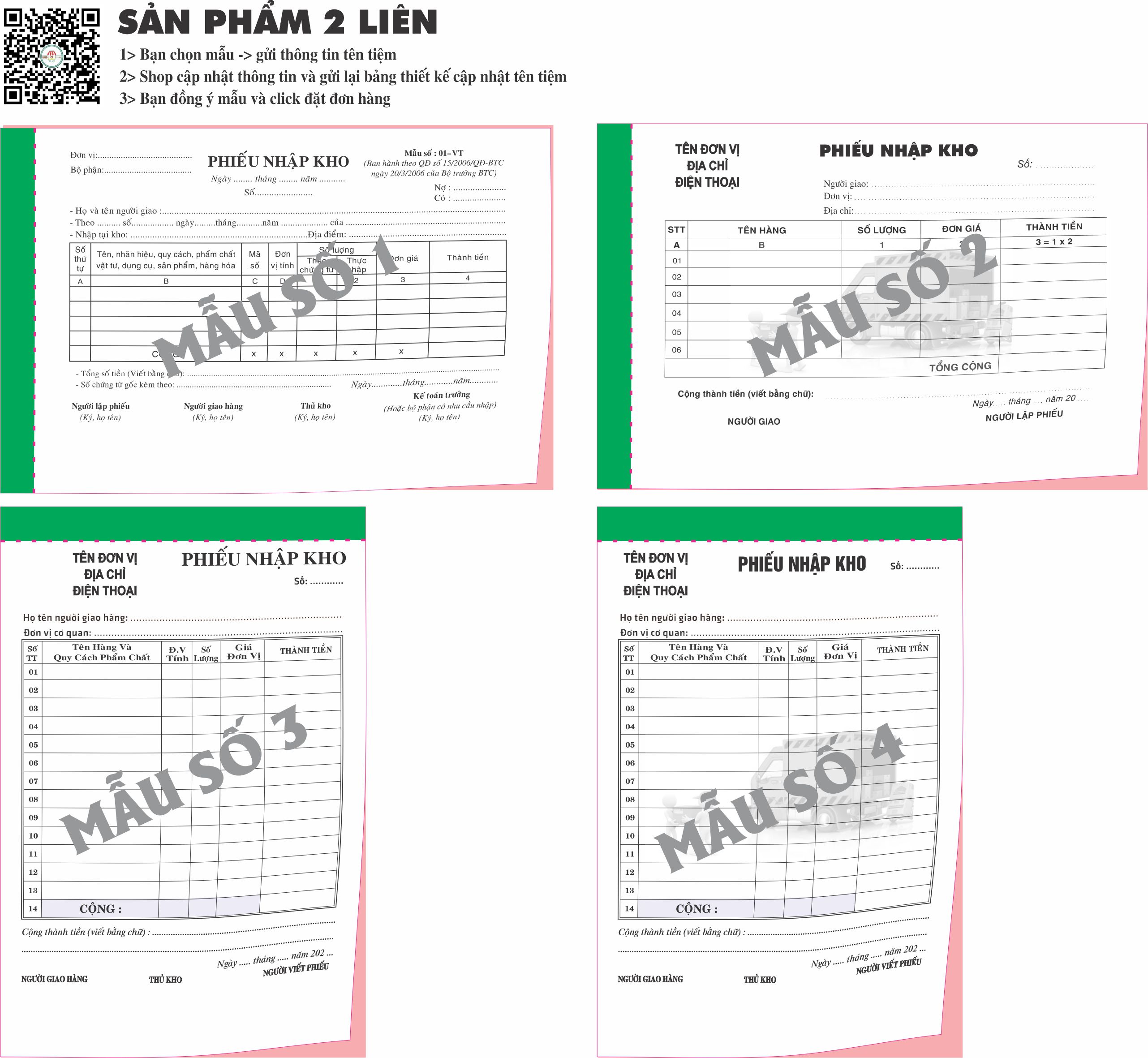 Phiếu Nhập Kho 2 liên-block 10-chọn mẫu in tên