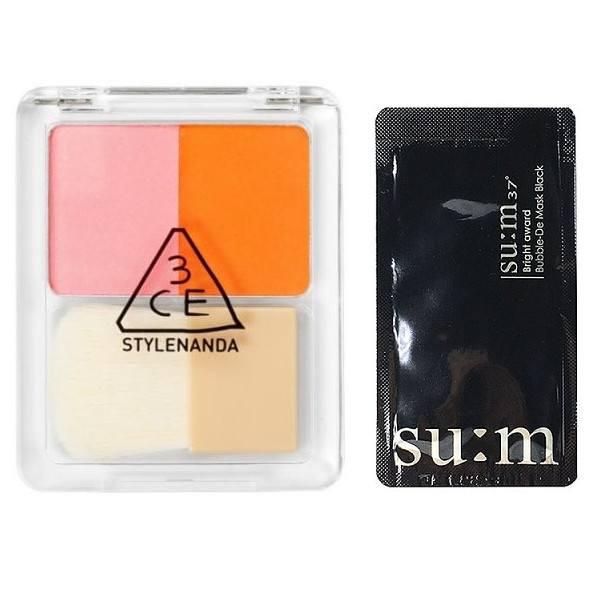 Phấn má 3CE Dual blend blusher - ALLURING SCENE + Tặng 1 mặt nạ sủi bọt Su:m 37 Đen