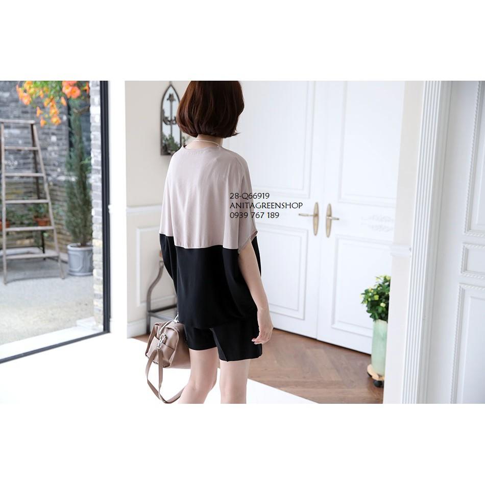 Q66919 ÁO KIỂU CÁNH DƠI PHỐI MÀU