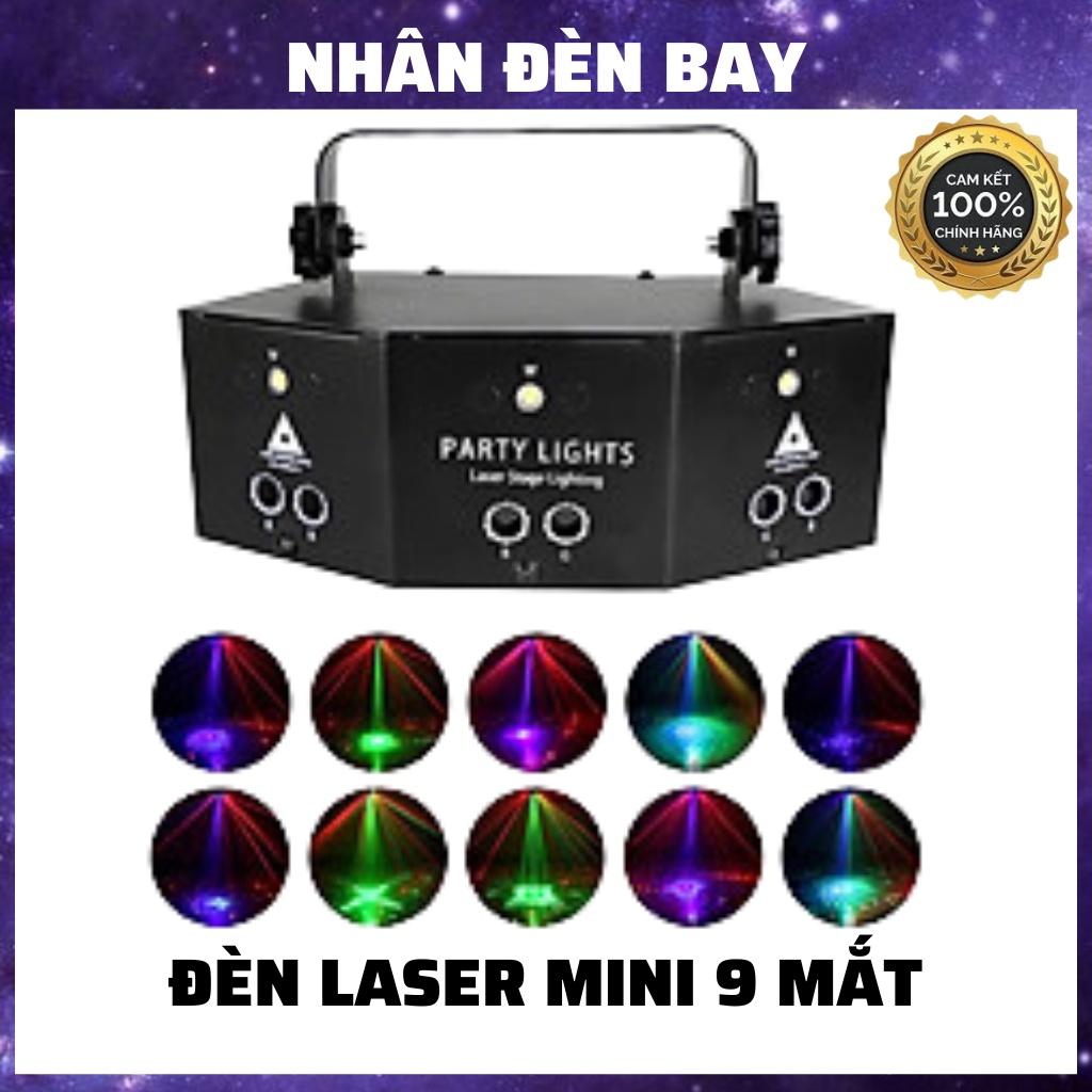 Đèn Laser Mini 9 Mắt Chiếu Hiệu Ứng Laze 3D Cảm Biến Nhạc Dùng Cho Phòng Bay, Karaoke, Bar