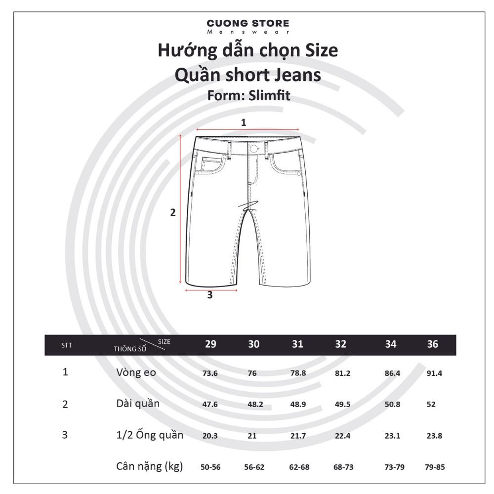 Quần short jean nam xanh denim MRC S281 chất cotton cao cấp, form ôm vừa vặn, tôn dáng, trẻ trung - MENFIT