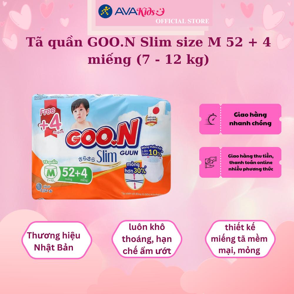 Tã quần GOO.N Slim size M 52 + 4 miếng (7 - 12 kg)