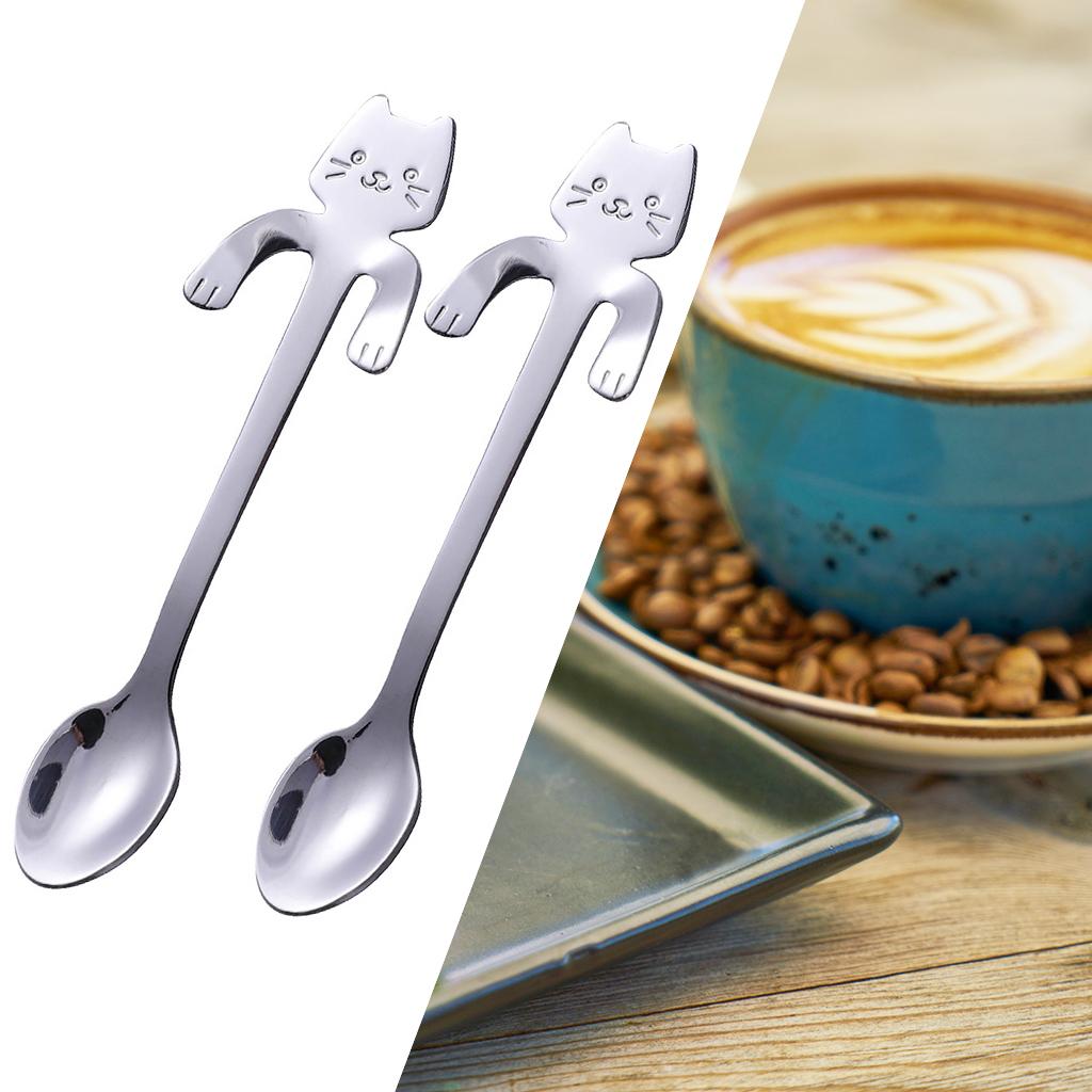 Premium Stainless Steel Coffee Spoon Mini Creative Cat Shape Iced Tea Spoon Teaspoons for Dessert Coffee Sugar Cake Ice Cream Soup Kitchen Restaurant