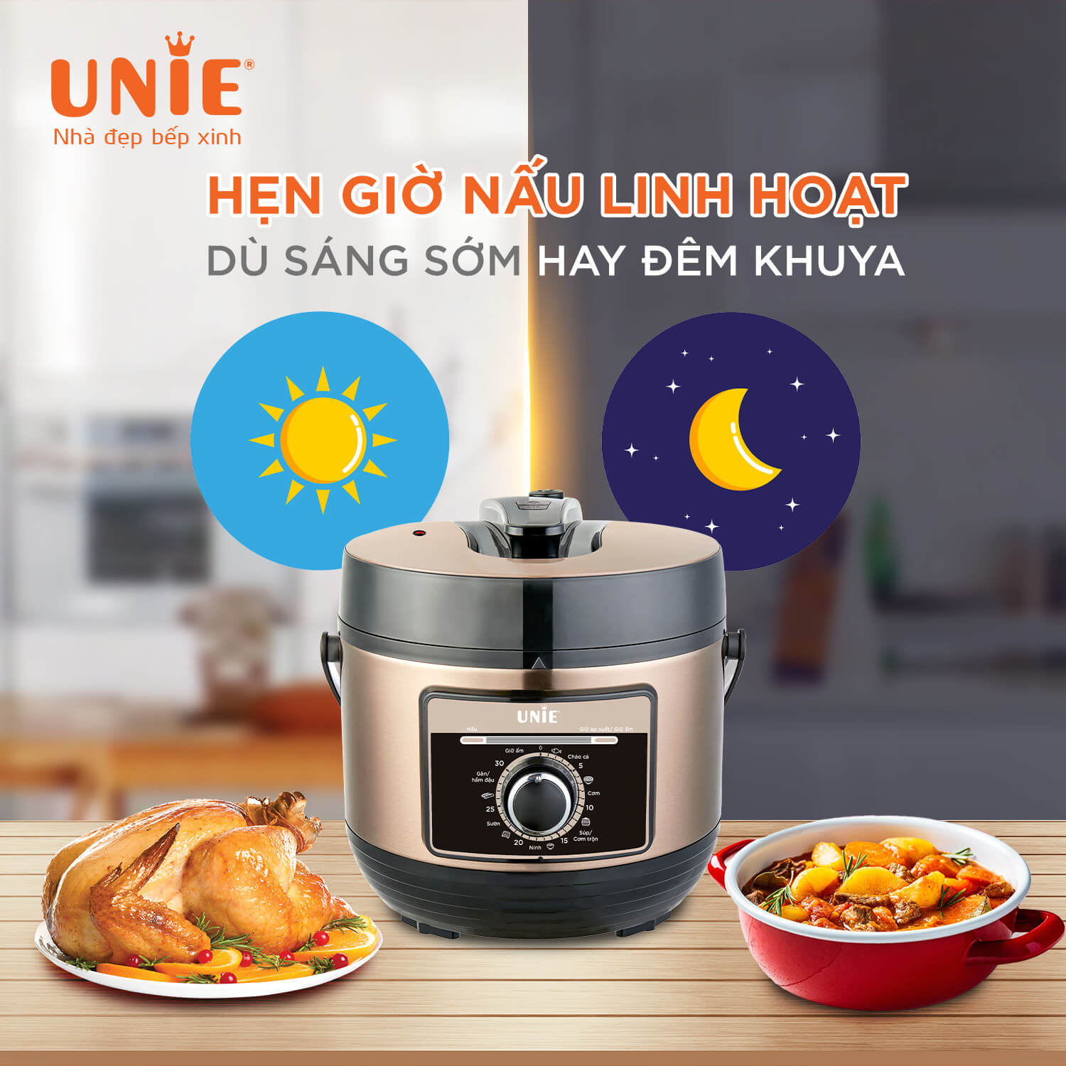 Nồi Áp Suất Điện  Đa Năng  Cao Cấp UNIE UPC5081Y Tiêu Chuẩn Đức Thiết Kế Sang Trọng Tích Hợp 7 Chức Năng Nấu Công Suất 900 W - Hàng Chính Hãng