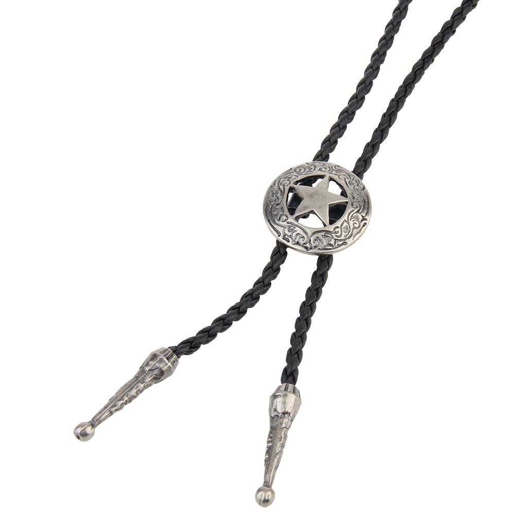 Bolo Bola Tie Rodeo Cowboy PU Leather Star Pendant Necktie Antique