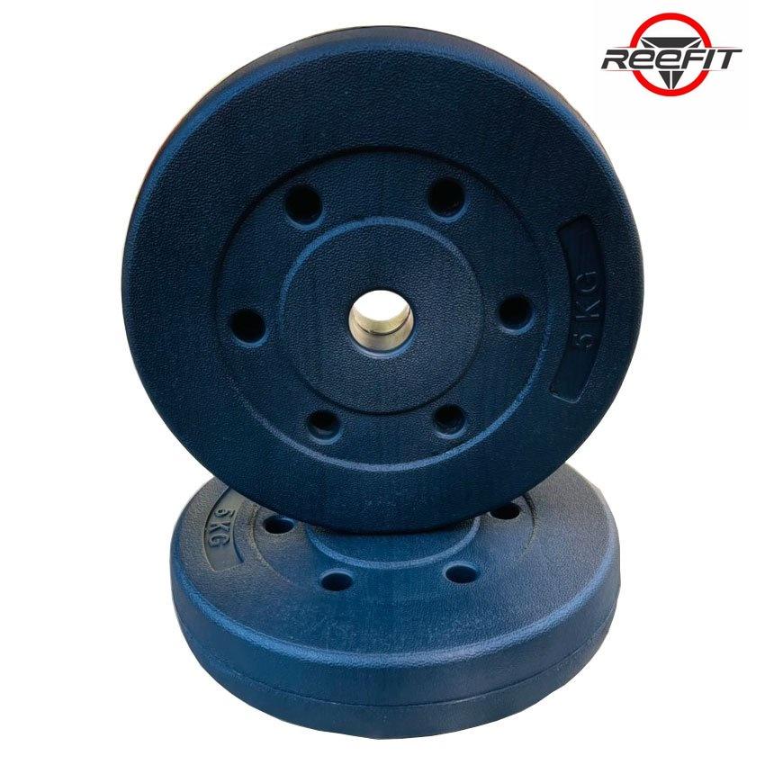 Bộ 2 vỏ tạ miếng nhựa Reefit 5kg màu đen không ruột