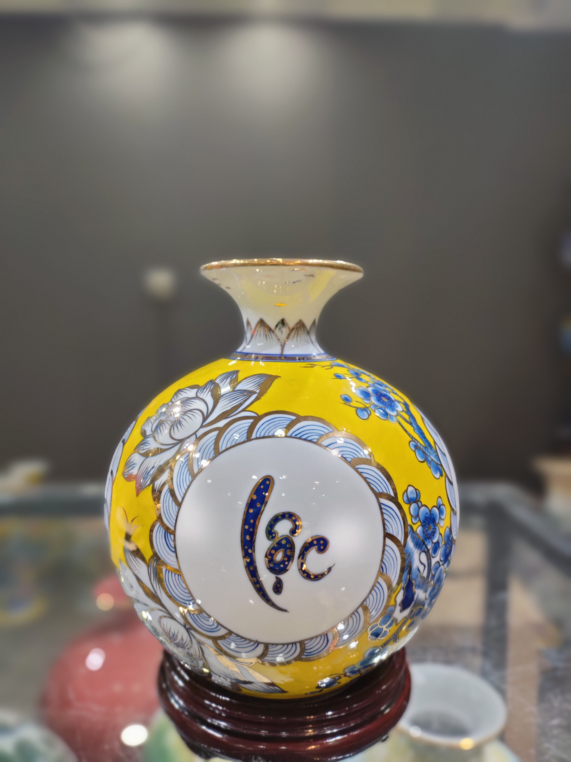 Bình hút tài lộc phát tài phát lộc cao 23cm gốm sứ Bát Tràng cao cấp vẽ tay