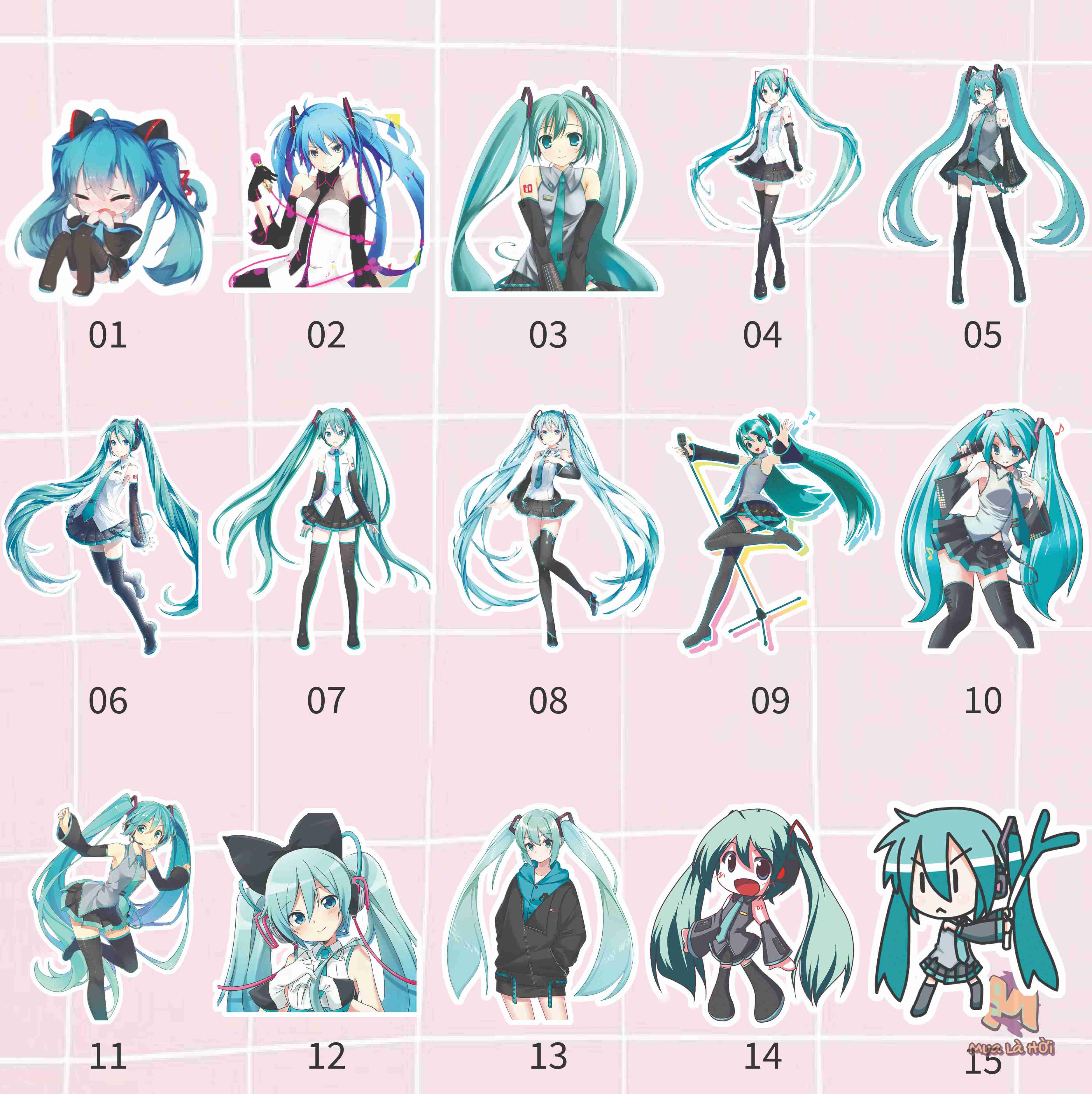 Miếng dán Stickers chủ đề Hatsune Miku