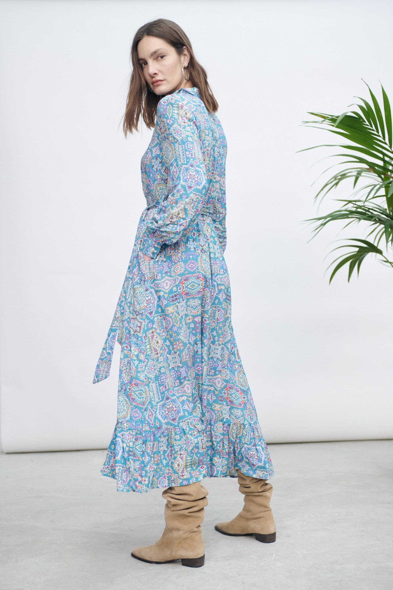 Đầm Maxi Sơ Mi Tay Dài Cotton Luna Llena LN167QT37-BU