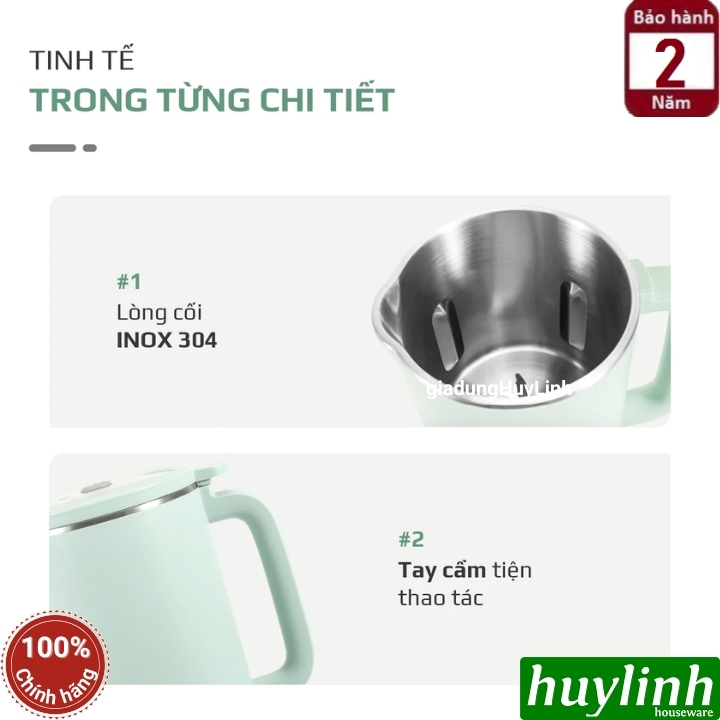 Máy xay nấu sữa hạt mini Olivo CB1000 - Dung tích 1000ml - 9 Chức năng - Hàng chính hãng