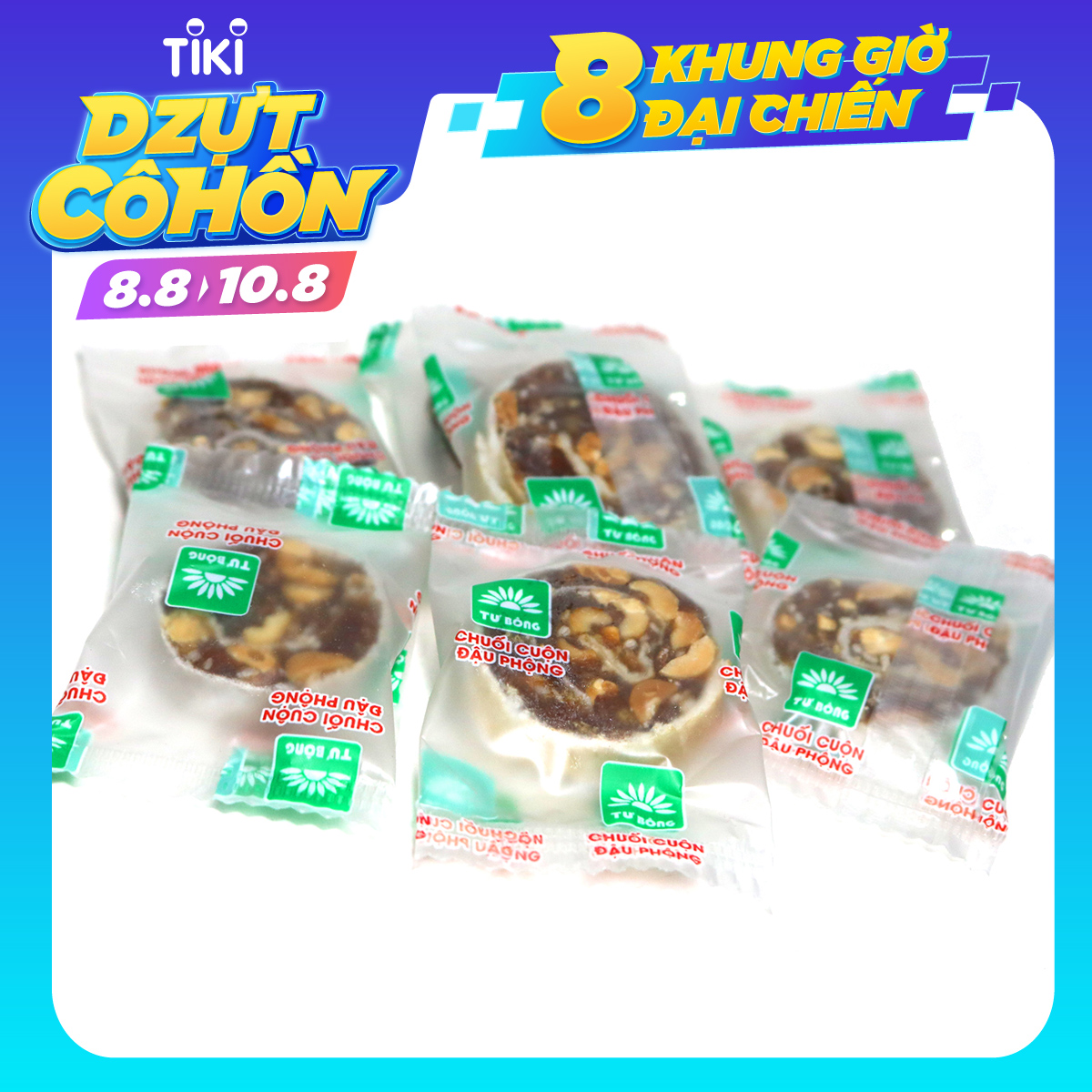 Bánh chuối phồng đậu phộng Tư Bông 500gr- ít ngọt mềm xốp với hương vị truyền thống, đặc sản Đồng Tháp