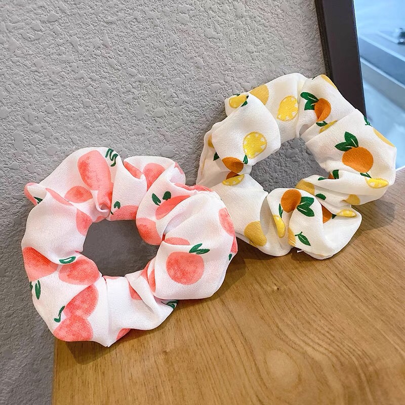 Dây Thun Tóc Nữ Scrunchies, Cột Tóc Scrunchies Hoa Quả Đáng Yêu