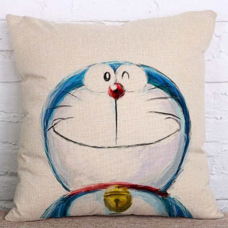 Gối Sofa Họa Tiết Doraemon - Gối Tựa Lưng Sofa Trang Trí Không Gian Sống Cho Các Bé, Bạn Gái - Vải Bố Cao Cấp - Kích Thước 45x45cm