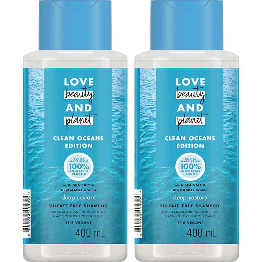 Combo 2 Dầu Gội Không Sulfate Love Beauty And Planet Đại Dương Phục Hồi Sâu 400ml