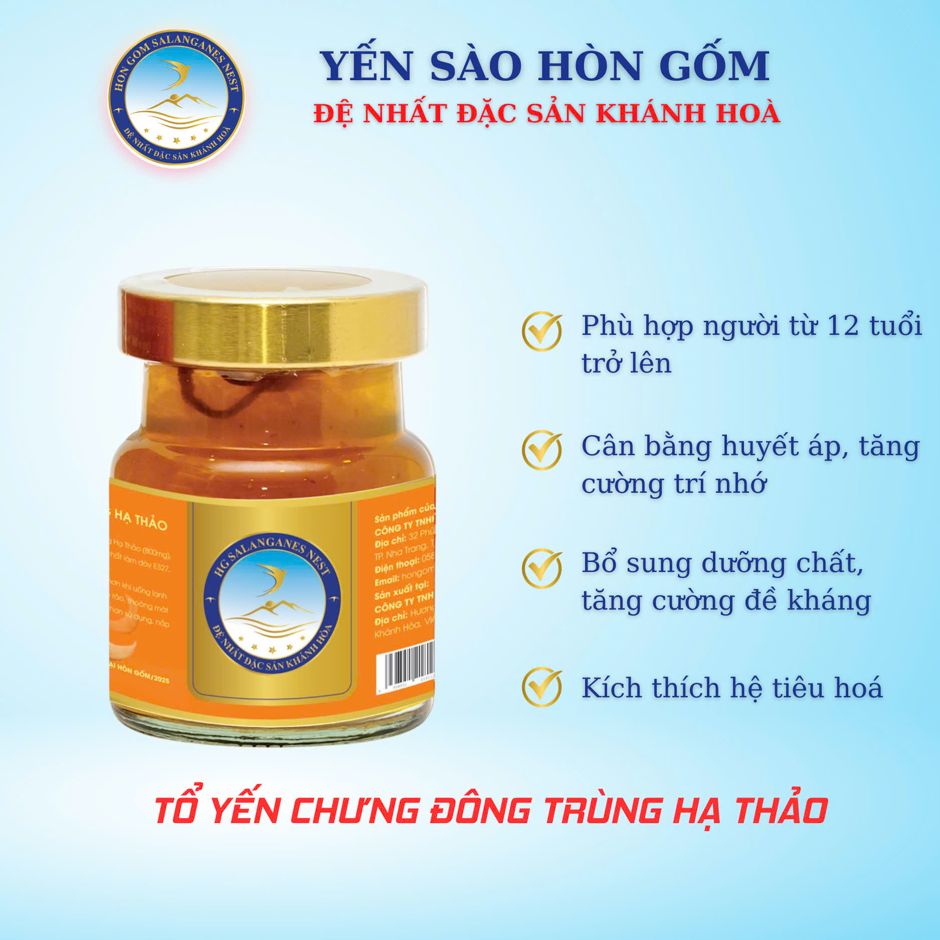 [Set QT 6 Hũ] Tổ Yến Chưng Đông Trùng Hạ Thảo - Yến Sào Hòn Gốm Chính Hiệu Khánh Hoà - HGK NEST