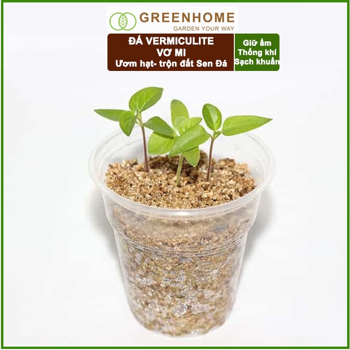 Đá Vermiculite (Vơ Mi) Greenhome, Bao 500gr, Giá Thể, Ươm Hạt Giống, Trồng Rau Mầm, Đất Hoa Hồng, Sen Đá, Thuỷ Canh