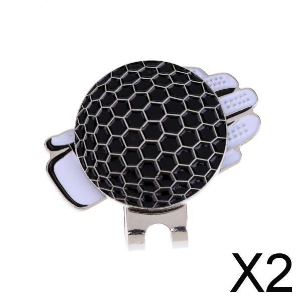 2xFunny Glove Design Golf Hat Clip with Ball Marker Golfer Gift Black