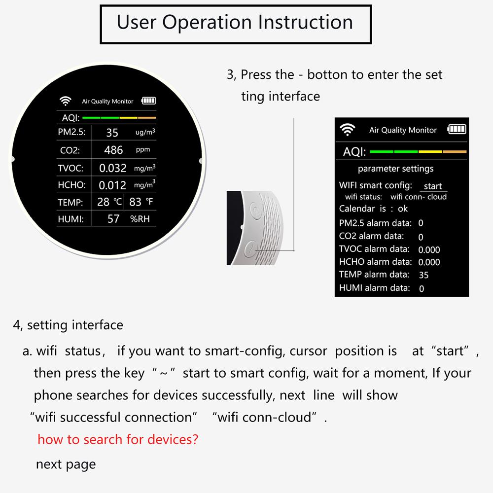 Multifunctional Air Quality Detector 7 In 1 PM2.5 TVOC CO2 HCHO Temperature Humidity AQI Detector Home Desk Office Car Indoor Air Quality Monitor