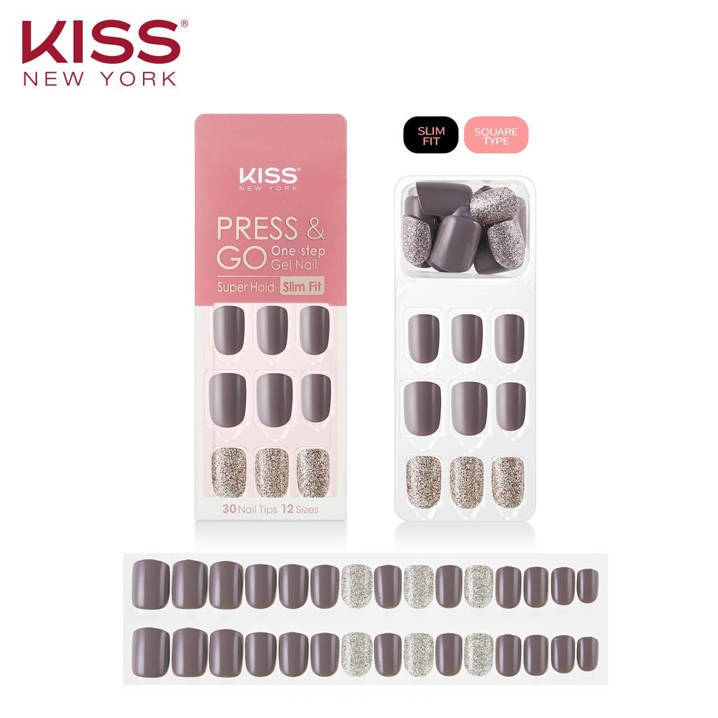 Bộ 30 Móng Tay Gel Tự Dán Press &amp; Go Kiss New York Nail Box - Shiny Pebble (KPNS16K)