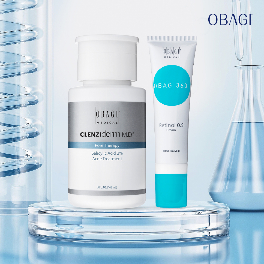 Combo Sản phẩm hỗ trợ giảm mụn, thâm nám Obagi Clenziderm Pore 2% BHA 148ml + Obagi Retinol 0.5 (28g)(Hàng xách tay)