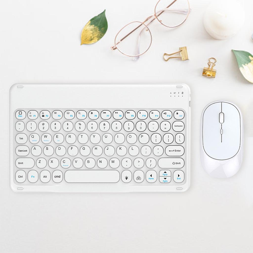 Bluetooth Wireless Keyboard Mouse Combo Cordless Rechargeable White