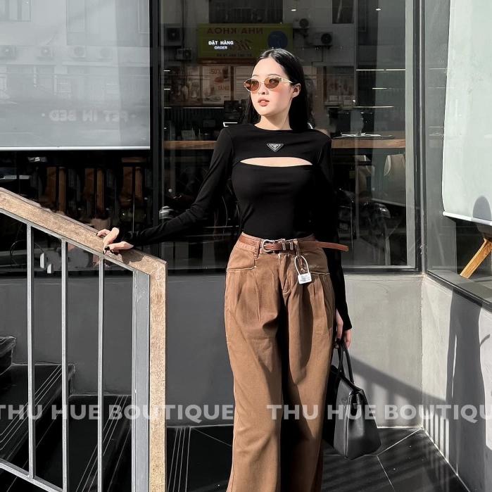 Áo thun, áo thu đông, áo dài tay kiểu dáng khoét ngực trẻ trung Trendy Clothing