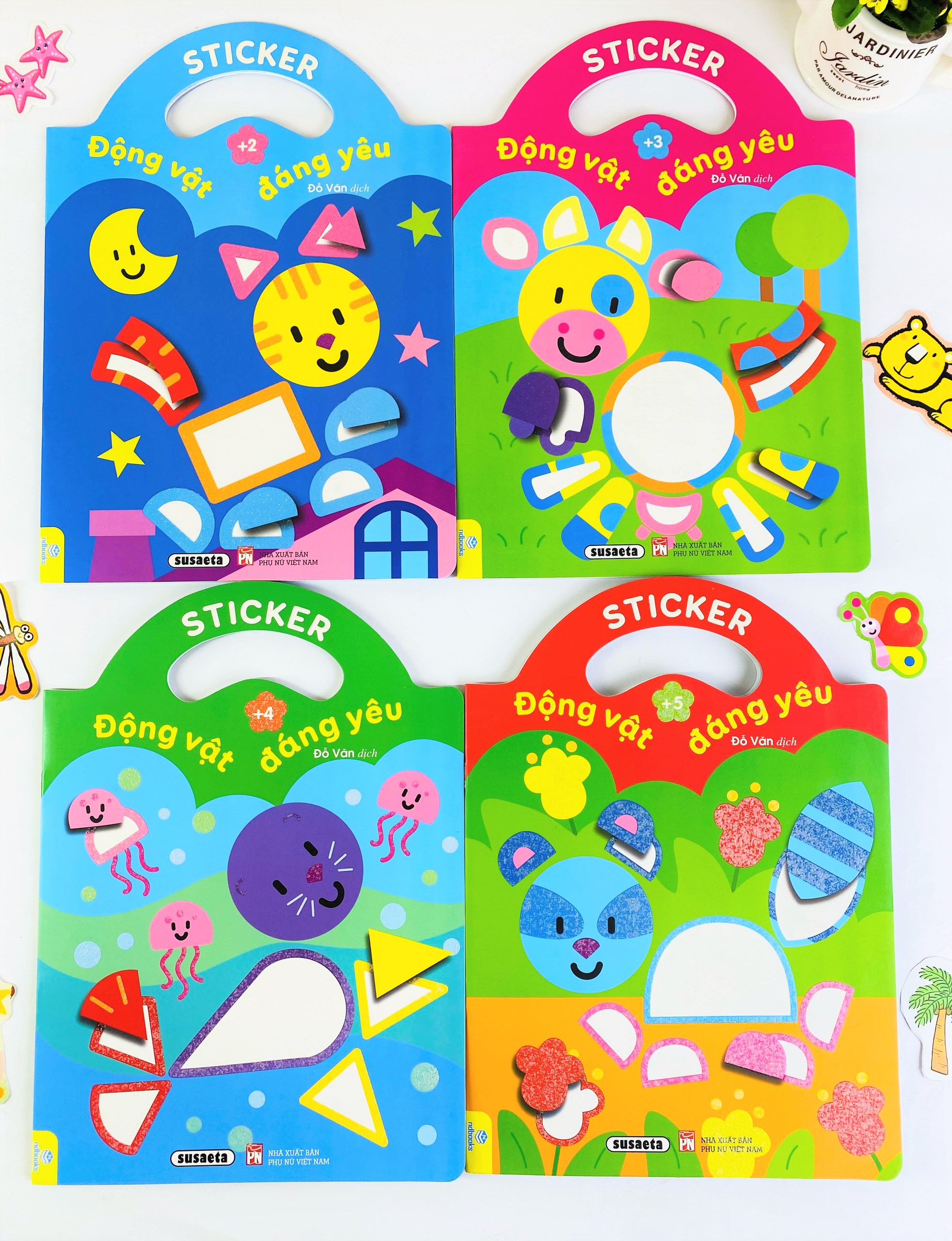 Sách - Conbo 4 cuốn Sticker Động Vật Đáng Yêu - Dành cho bé 2-5 tuổi - ndbooks