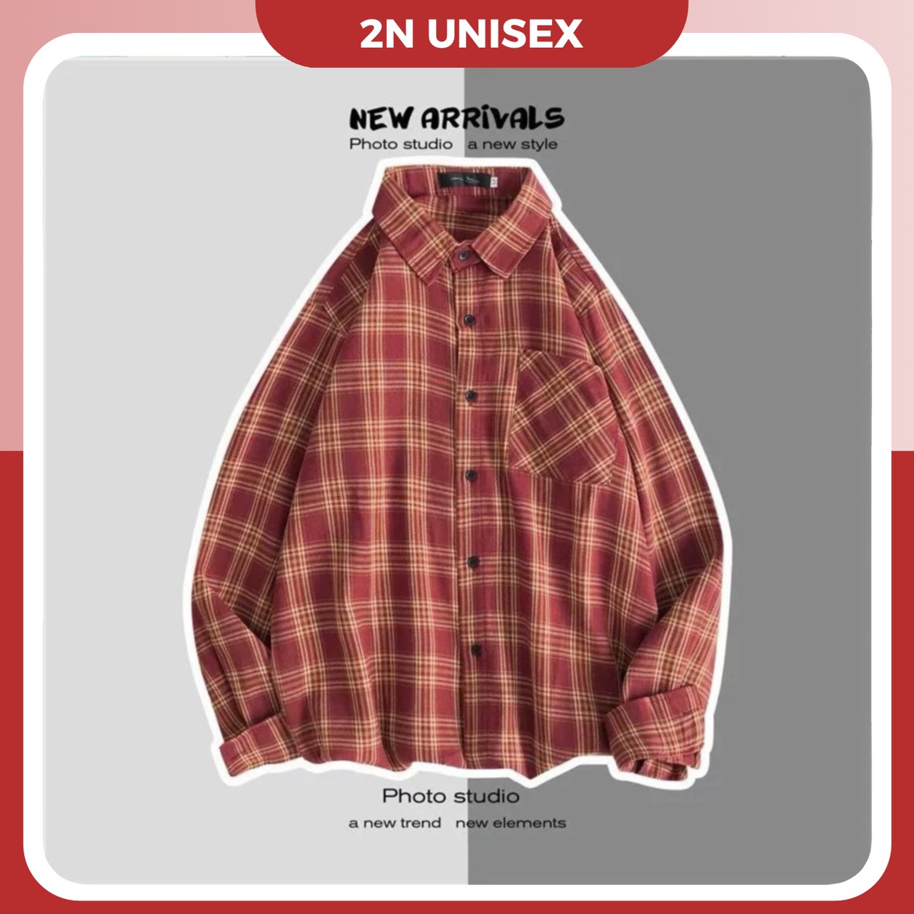 Áo sơ mi khoác ngoài form rộng unisex - Áo sơ mi nam nữ oversize sọc caro số 21