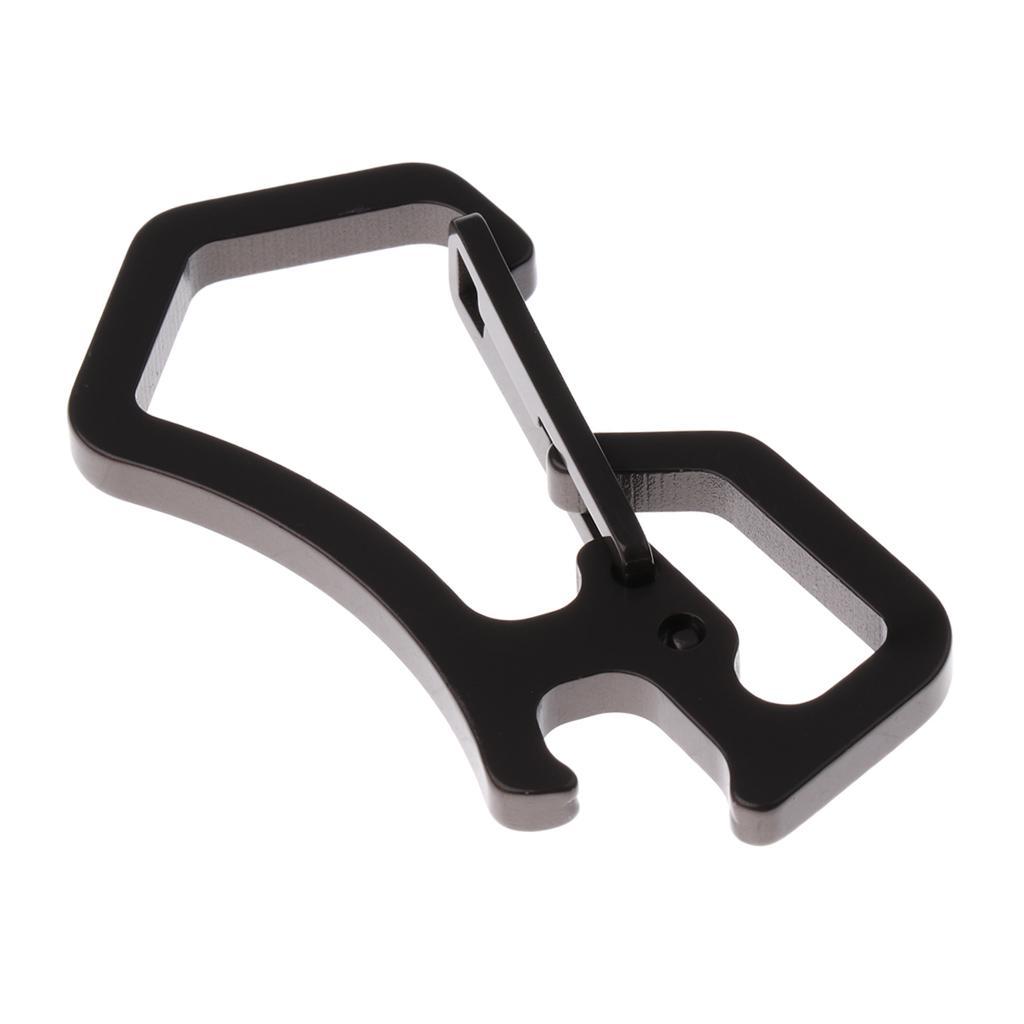 2 Pieces Carabiner Keychain Bottle Opener with Keyring Key Chain Corrosion Resistance Black Gray