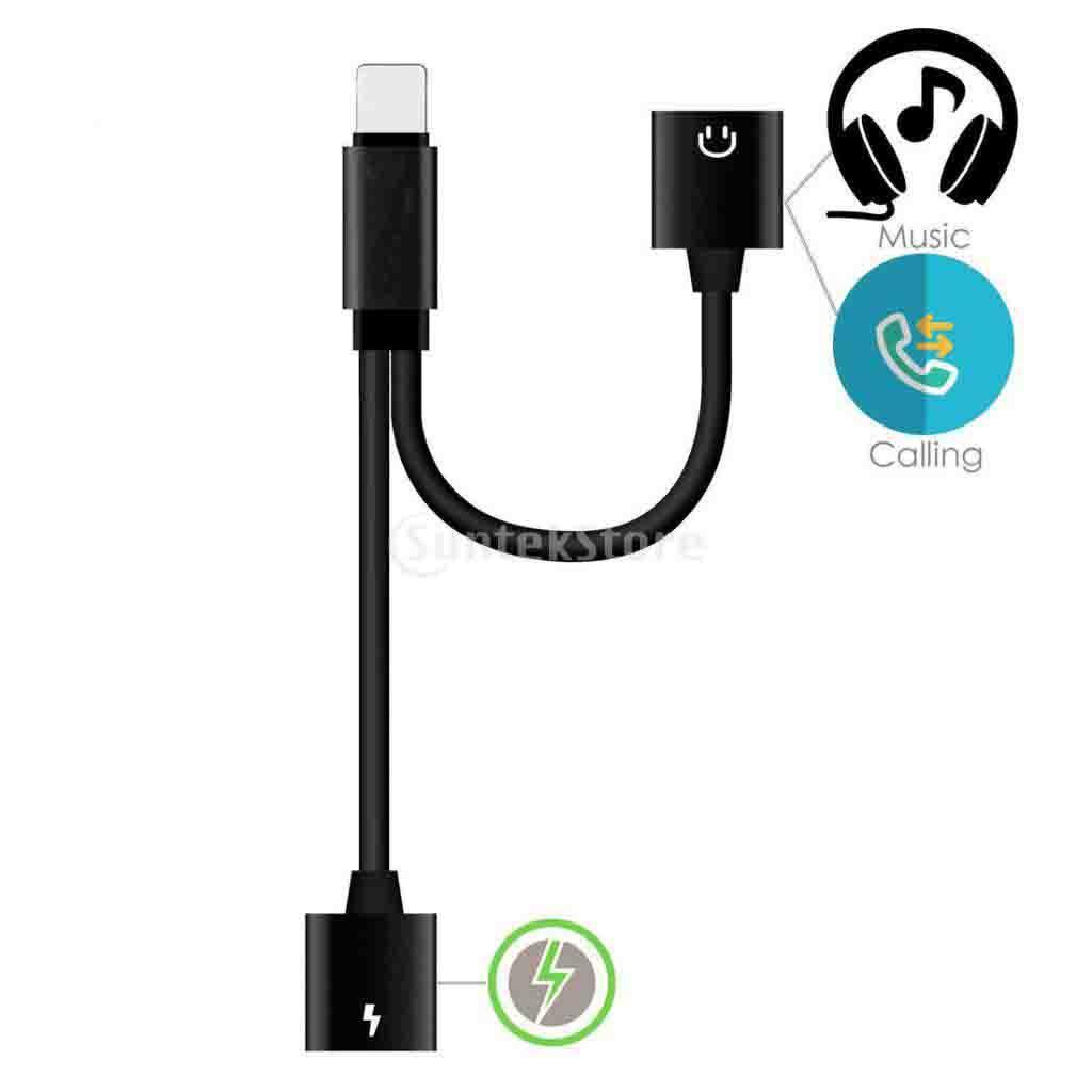 2 X Splitter Adapter and Charge Cable for 7 8 Plus black