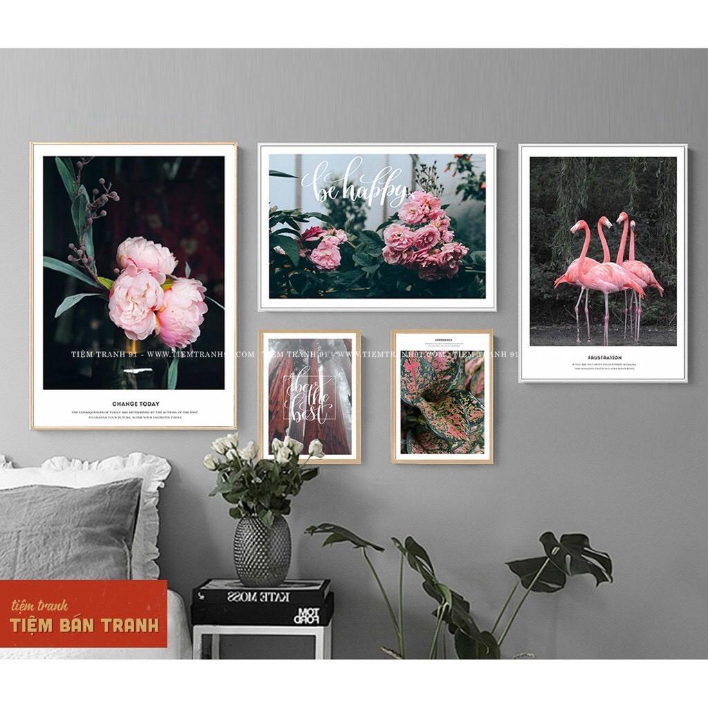 TRANH TREO TƯỜNG BỘ 5 BỨC - TIỆM TRANH 91 - TRANH CANVAS Bắc Âu giá rẻ, in theo yêu cầu size L