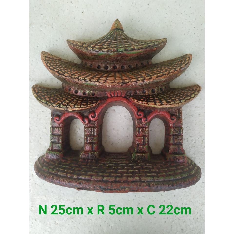 Cổng Chùa Lớn Trang Trí Hồ Cá, Hòn Non Bộ.