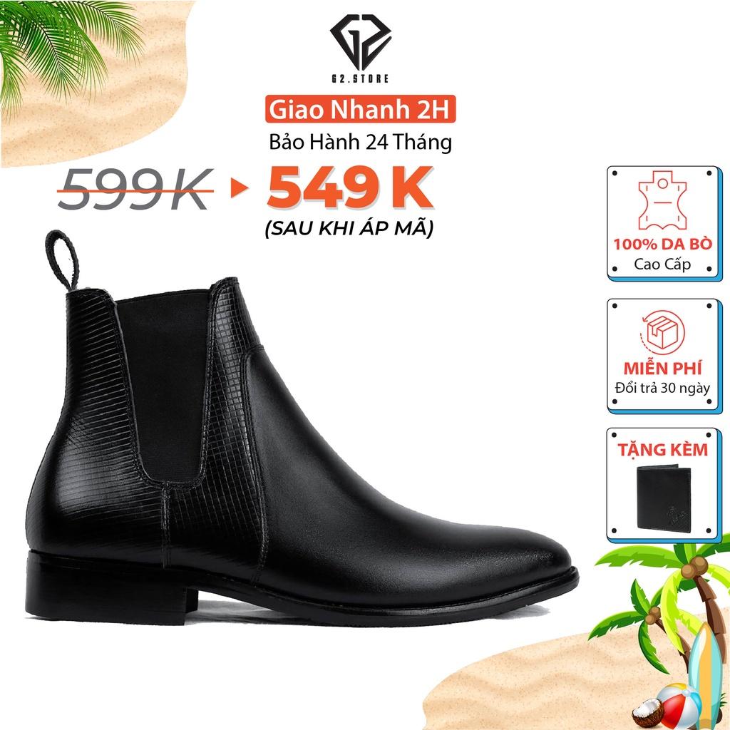 Chelsea boots nam kiểu giày da nam công sở tăng chiều cao, Boot cao cổ dáng giày chelsea boot classic bằng da bò cao cấp