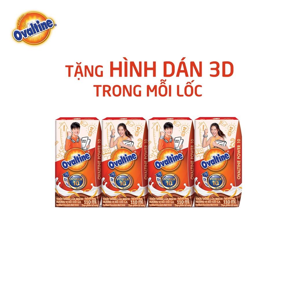 THÙNG 12 LỐC Thức uống lúa mạch hương vị sô-cô-la Ovaltine POWER (Hộp giấy 110mlx4)