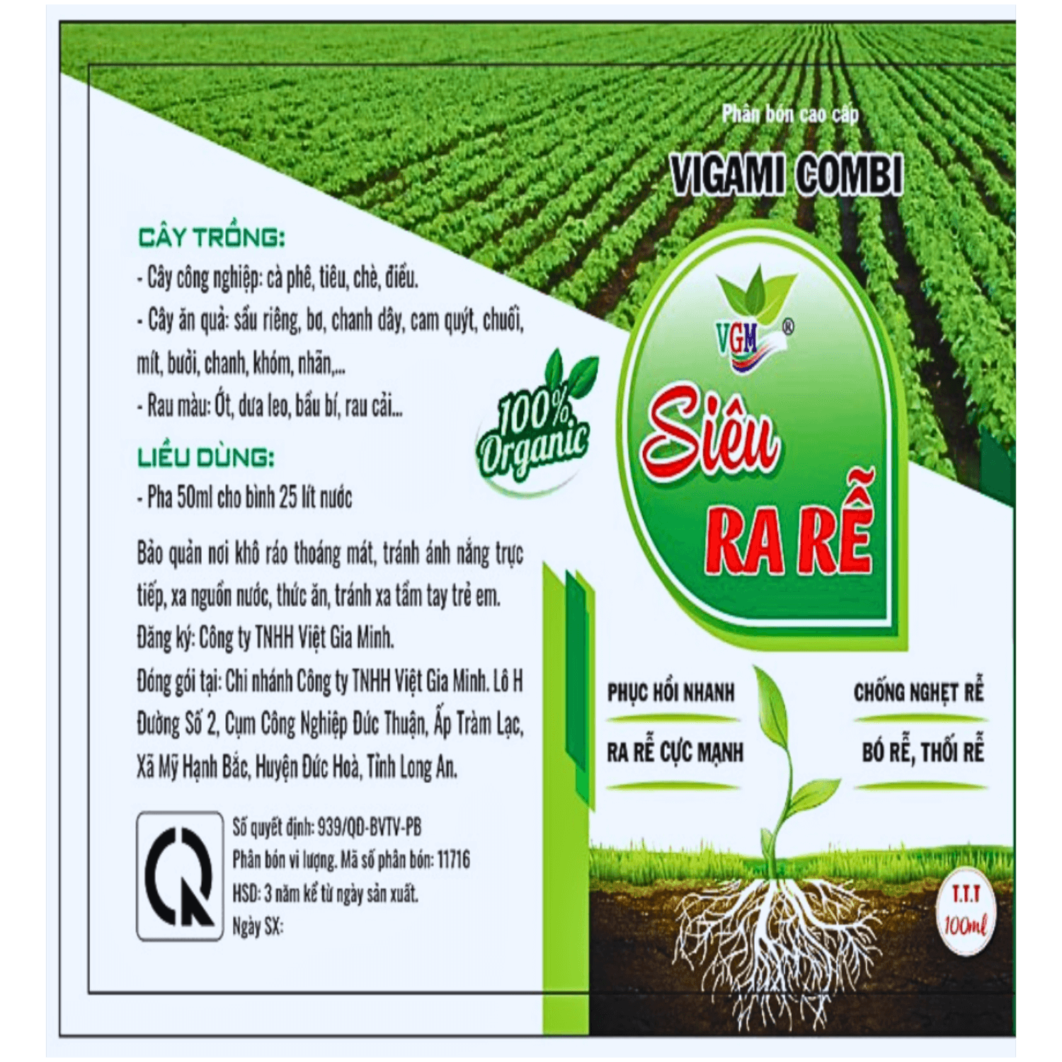Phân bón VIGAMI COMBI siêu ra rễ 100ML